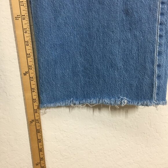 Mother Jean Womens The Fun Dip Utility Puddle Wide Leg Size 32 Cut off hem Blue - Picture 12 of 16